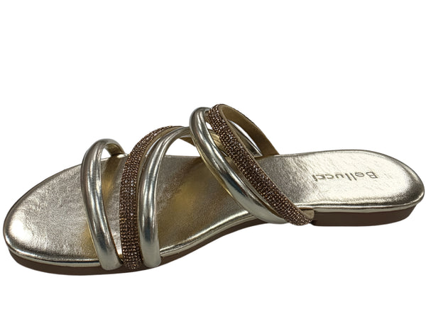 C-383 WOMEN DIAMONTE SLIP ON CROSS OVER LADIES SANDLAS