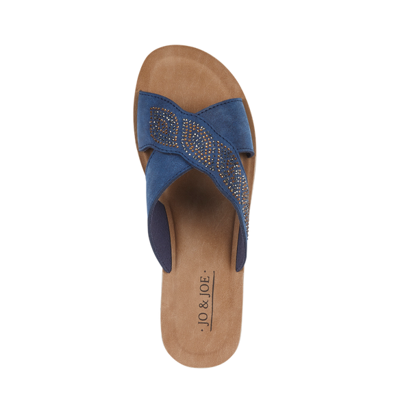 WOMEN EMPRESS Ladies diamante lightweight cross over mule with diamante trim