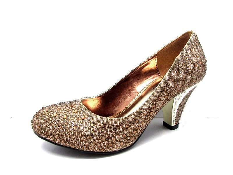 Ladies Womens Bronze Rhinestone Wedding Heels Dress Sandals Prom Shoes –  RAWAGE