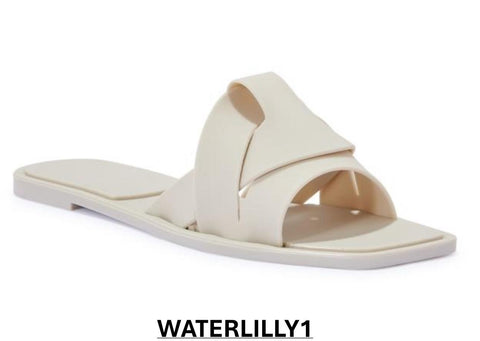 WATERLILLY1 LADIES BEIGE JELLY SLIPPERS