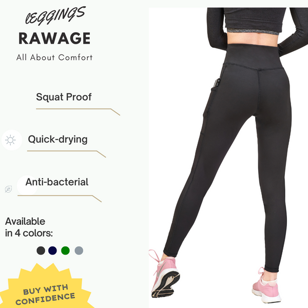 Rawage Women Leggings with Pockets for Women, Yoga Leggings Womens High Waisted Tummy Control, Women Sports Gym Leggings Yoga Pants