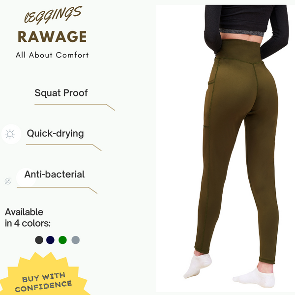 Rawage Women Leggings with Pockets for Women, Yoga Leggings Womens High Waisted Tummy Control, Women Sports Gym Leggings Yoga Pants