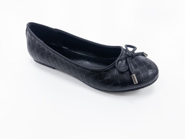 LS3981 LADIES BLACK WEAVE PU FLAT PUMPS