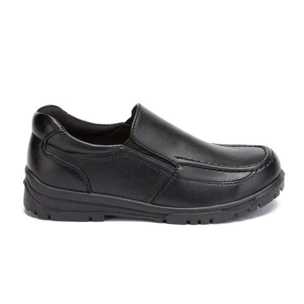 LS3445 Boys Matt Black Slip on Shoes 2-5