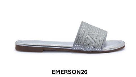 EMERSON26 LADIES SILVER DIAMANTE SLIPPERS