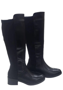 68181 Ladies low heel ridingBlack winter boots