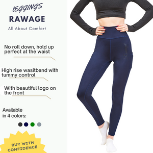 Rawage Women Leggings with Pockets for Women, Yoga Leggings Womens High Waisted Tummy Control, Women Sports Gym Leggings Yoga Pants