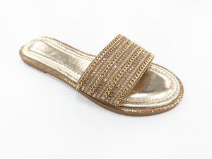 PX865 LADIES GOLD SPARKLY SUMMER SLIDERS