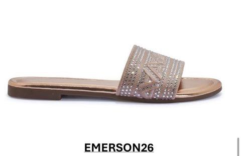 EMERSON26 LADIES ROSE DIAMANTE SLIPPERS