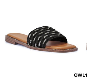 OWL1 LADIES BLACK SUMMER SLIPPERS