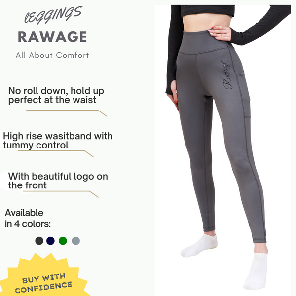 Rawage Women Leggings with Pockets for Women, Yoga Leggings Womens High Waisted Tummy Control, Women Sports Gym Leggings Yoga Pants