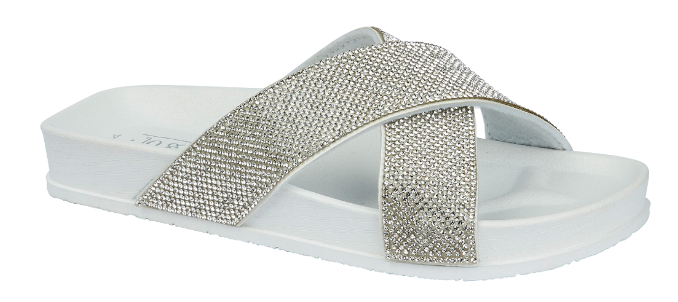 Women Dusk Ladies cross over eva mule with diamantes