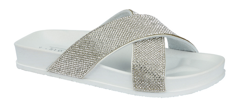 Women Dusk Ladies cross over eva mule with diamantes