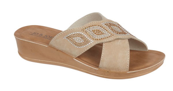 WOMEN EMPRESS Ladies diamante lightweight cross over mule with diamante trim