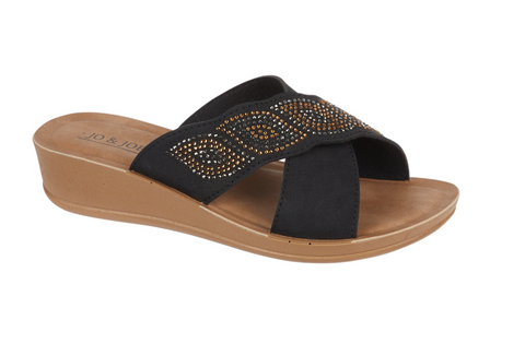 WOMEN EMPRESS Ladies diamante lightweight cross over mule with diamante trim