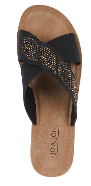 WOMEN EMPRESS Ladies diamante lightweight cross over mule with diamante trim