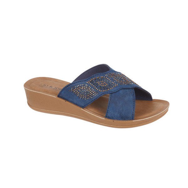 WOMEN EMPRESS Ladies diamante lightweight cross over mule with diamante trim