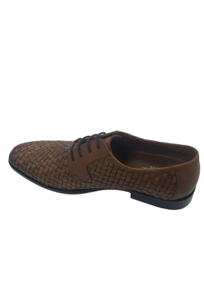 Mens TAN Orignal Leather Weave Basket Formal Laceup Shoes