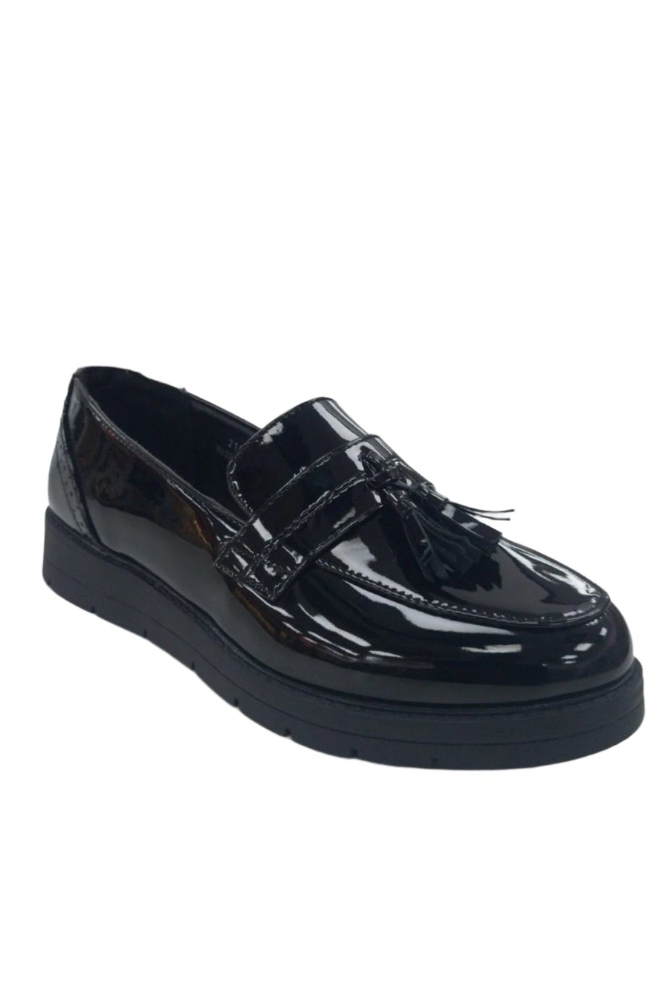 KW230502 GIRLS/LADIES TASSLE PATENT SHOES