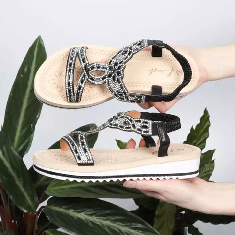 LS8111 WOMEN SILV/ROSEGOLD/BLK LADIES DIAMONTE COMFORT SANDAL