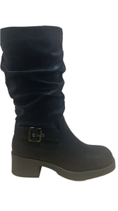 LS9128 Womens Block Heel Mid Calf Inside Full Length Zip Ladies Boot Size 3-8