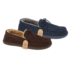 Malcom Navy/brown Mens slippers