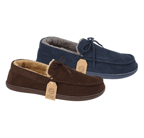 Malcom Navy/brown Mens slippers