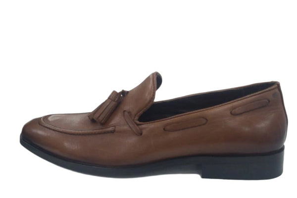 MENS BROWN ORIGINAL LEATHER FORMAL/CASUAL TASSELS SLIP ON SHOES