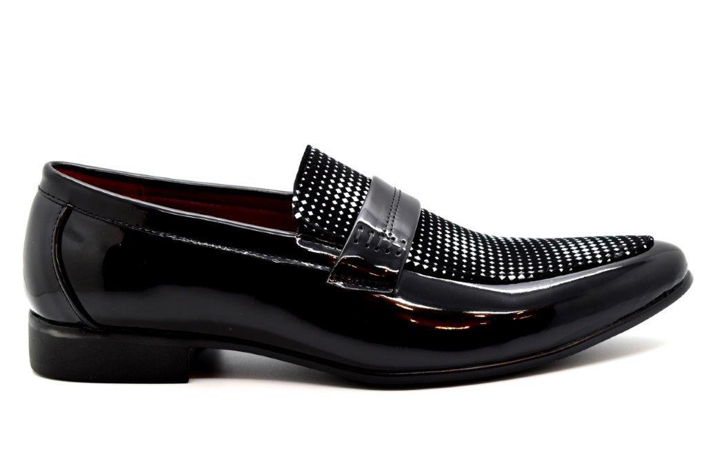 M-1054 MENS SHINY PATENT SLIP ON LOAFERS