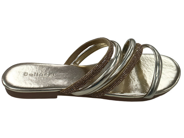 C-383 WOMEN DIAMONTE SLIP ON CROSS OVER LADIES SANDLAS
