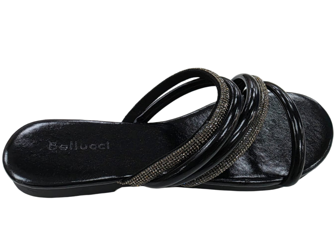 C-383 WOMEN DIAMONTE SLIP ON CROSS OVER LADIES SANDLAS