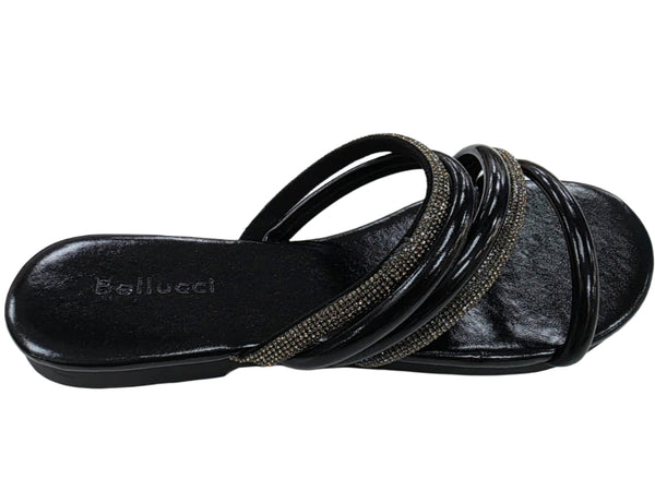 C-383 WOMEN DIAMONTE SLIP ON CROSS OVER LADIES SANDLAS