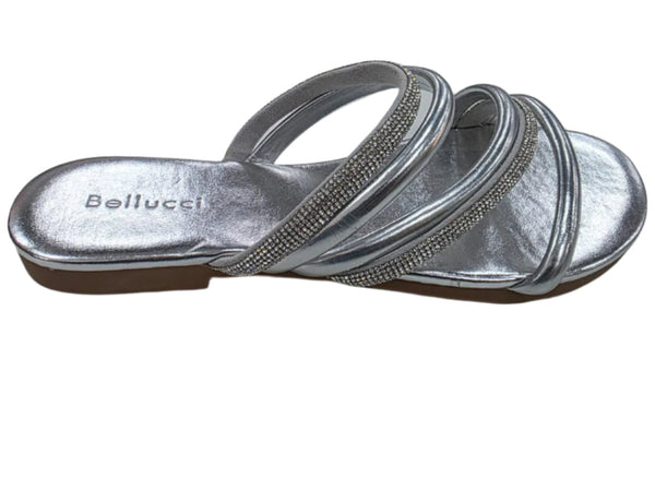 C-383 WOMEN DIAMONTE SLIP ON CROSS OVER LADIES SANDLAS
