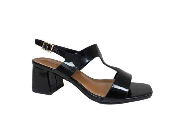 WOMEN 191-1 LADIES BLACK PATENT PARTY BLOCK HEELS