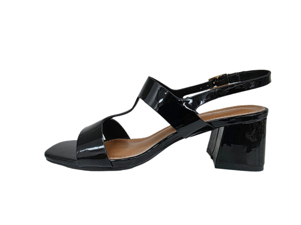 WOMEN 191-1 LADIES BLACK PATENT PARTY BLOCK HEELS