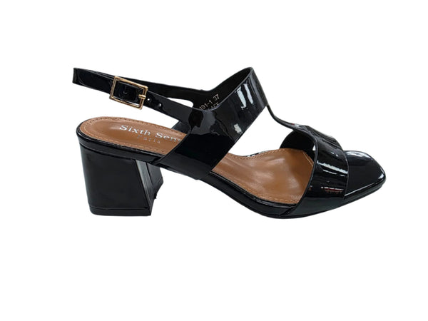 WOMEN 191-1 LADIES BLACK PATENT PARTY BLOCK HEELS