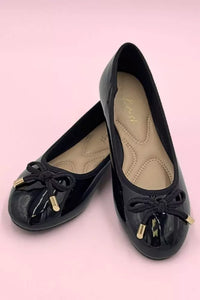 LS8943 LADIES BLACK PATENT BASIC PUMP WITH BOW