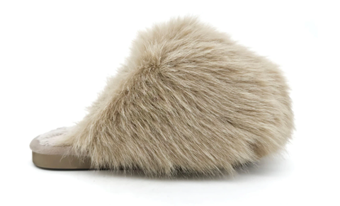 BNB19 Camel/black Ladies fluffy slippers