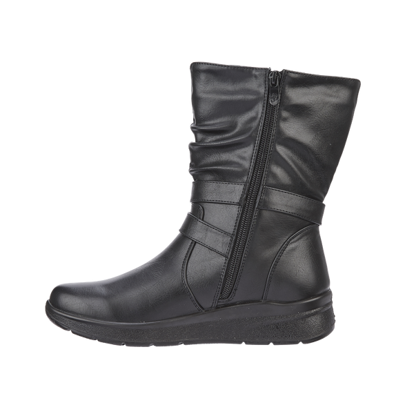 CATALINA Ladies lightweight ankle boot with knitted insert and fleecy lining with an inside zip.