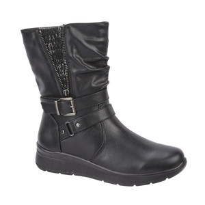 CATALINA Ladies lightweight ankle boot with knitted insert and fleecy lining with an inside zip.