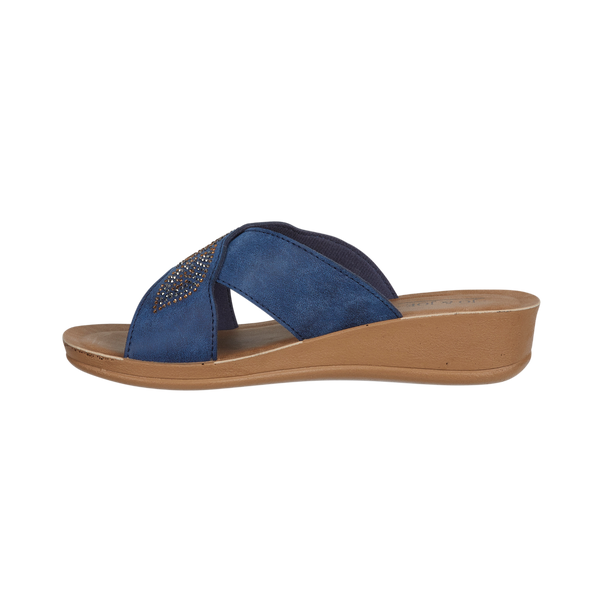 WOMEN EMPRESS Ladies diamante lightweight cross over mule with diamante trim