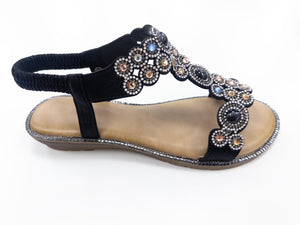 JN13 LADIES BLACK SUMMER SANDALS