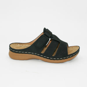 GS7631 LADIES BLACK VELCRO COMFORT MULE