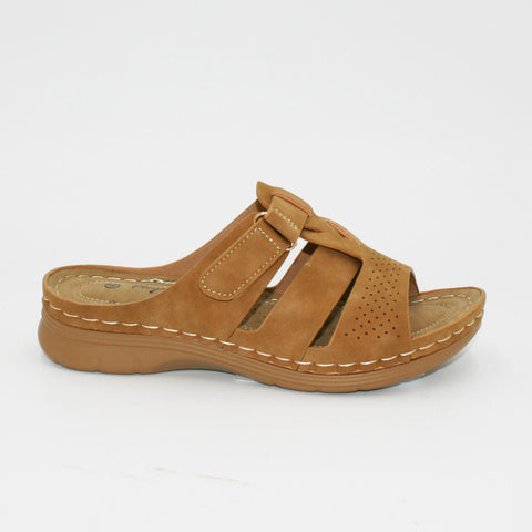 GS7631 LADIES TAN VELCRO COMFORT MULE