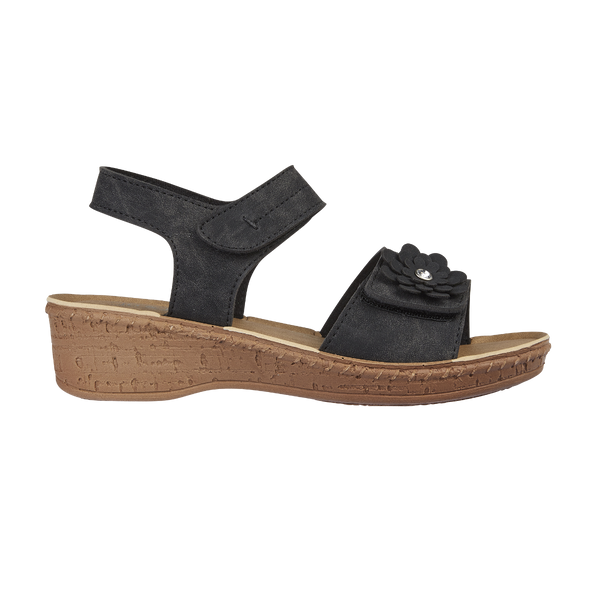 HIBISCUS BLACK LADIES SUMMER SANDALS