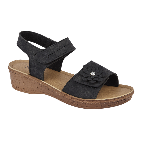 HIBISCUS BLACK LADIES SUMMER SANDALS