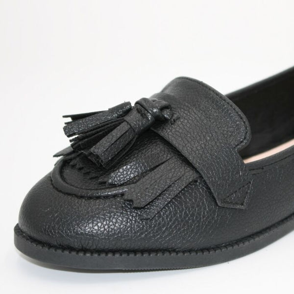 LS7847 LADIES BLACK TUMBLE  PUMP SHOES