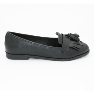 LS7847 LADIES BLACK TUMBLE  PUMP SHOES