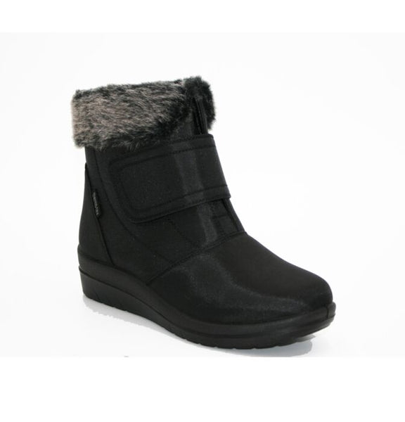 LS7873 LADIES BLACK VELCRO FUR WINTER BOOT