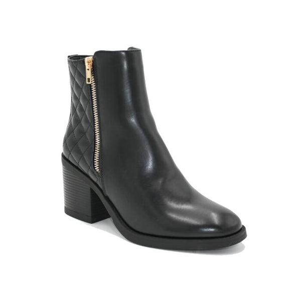 LS7959 LADIES QUILTED GOLD ZIP ANKLE BOOT ON GAUDI